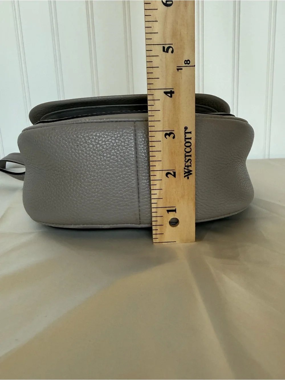 Kate Spade Gray Pebbled Leather Saddle Crossbody Bag Gold Hardware